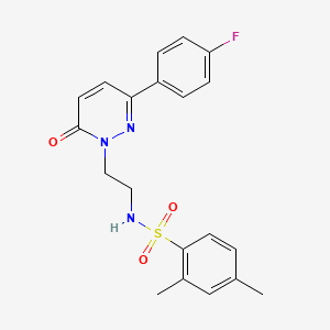 molecular formula C20H20FN3O3S B2592282 N-(2-(3-(4-fluorophenyl)-6-oxopyridazin-1(6H)-yl)ethyl)-2,4-dimethylbenzenesulfonamide CAS No. 921832-01-1