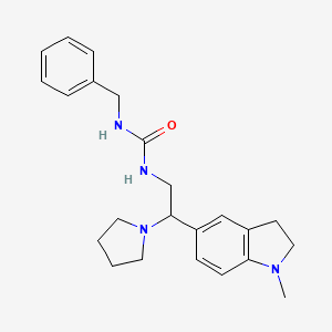 molecular formula C23H30N4O B2592284 1-苄基-3-(2-(1-甲基吲哚啉-5-基)-2-(吡咯烷-1-基)乙基)脲 CAS No. 1170399-20-8