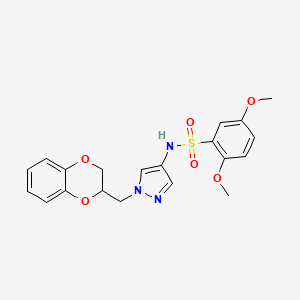 molecular formula C20H21N3O6S B2592335 N-(1-((2,3-dihydrobenzo[b][1,4]dioxin-2-yl)methyl)-1H-pyrazol-4-yl)-2,5-dimethoxybenzenesulfonamide CAS No. 1795484-83-1