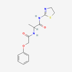 molecular formula C14H17N3O3S B2592342 N-(4,5-二氢-1,3-噻唑-2-基)-2-[(2-苯氧基乙酰)氨基]丙酰胺 CAS No. 474257-14-2