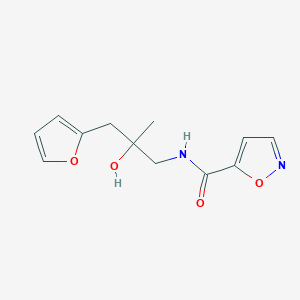 molecular formula C12H14N2O4 B2592346 N-(3-(furan-2-yl)-2-hydroxy-2-methylpropyl)isoxazole-5-carboxamide CAS No. 1788530-43-7