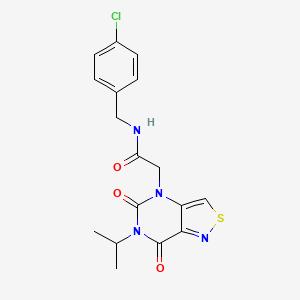 molecular formula C17H17ClN4O3S B2592354 N-(4-chlorobenzyl)-2-(6-isopropyl-5,7-dioxo-6,7-dihydroisothiazolo[4,3-d]pyrimidin-4(5H)-yl)acetamide CAS No. 1251662-83-5