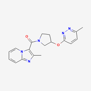 molecular formula C18H19N5O2 B2592357 (2-甲基咪唑并[1,2-a]吡啶-3-基)(3-((6-甲基吡啶并-3-基)氧代)吡咯烷-1-基)甲烷酮 CAS No. 2034482-15-8
