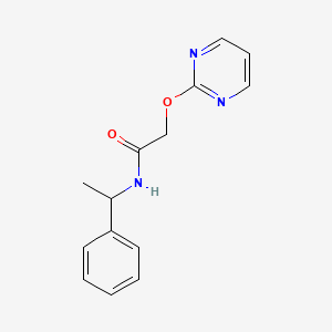 molecular formula C14H15N3O2 B2592358 N-(1-phenylethyl)-2-(pyrimidin-2-yloxy)acetamide CAS No. 1334368-62-5