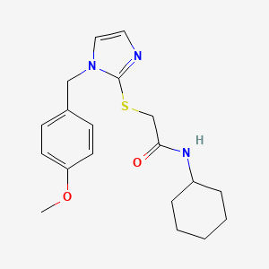 molecular formula C19H25N3O2S B2592372 N-cyclohexyl-2-[1-[(4-methoxyphenyl)methyl]imidazol-2-yl]sulfanylacetamide CAS No. 869346-57-6