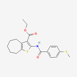 molecular formula C20H23NO3S2 B2592383 ethyl 2-(4-(methylthio)benzamido)-5,6,7,8-tetrahydro-4H-cyclohepta[b]thiophene-3-carboxylate CAS No. 896353-58-5