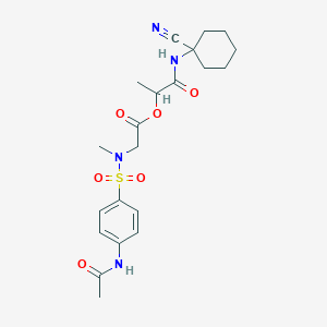 molecular formula C21H28N4O6S B2592393 [1-[(1-Cyanocyclohexyl)amino]-1-oxopropan-2-yl] 2-[(4-acetamidophenyl)sulfonyl-methylamino]acetate CAS No. 1031103-44-2