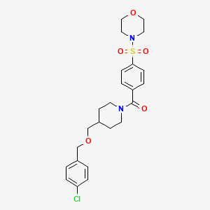 molecular formula C24H29ClN2O5S B2592395 (4-(((4-氯苄基)氧基)甲基)哌啶-1-基)(4-(吗啉磺酰基)苯基)甲苯酮 CAS No. 1396557-86-0