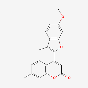 molecular formula C20H16O4 B2592396 4-(6-methoxy-3-methylbenzofuran-2-yl)-7-methyl-2H-chromen-2-one CAS No. 858763-20-9
