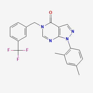 molecular formula C21H17F3N4O B2592403 1-(2,4-二甲基苯基)-5-[[3-(三氟甲基)苯基]甲基]吡唑并[3,4-d]嘧啶-4-酮 CAS No. 895002-91-2