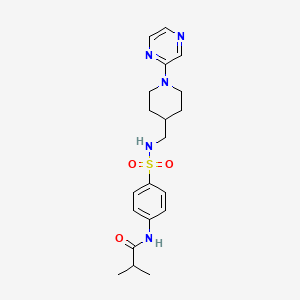 molecular formula C20H27N5O3S B2592411 N-(4-(N-((1-(pyrazin-2-yl)piperidin-4-yl)methyl)sulfamoyl)phenyl)isobutyramide CAS No. 1396794-64-1