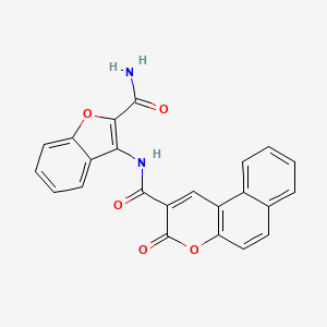 molecular formula C23H14N2O5 B2592418 N-(2-Carbamoylbenzofuran-3-yl)-3-oxo-3H-benzo[f]chromen-2-carboxamid CAS No. 477295-22-0