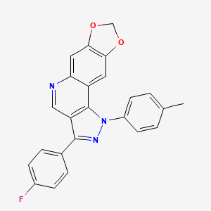 molecular formula C24H16FN3O2 B2592421 3-(4-氟苯基)-1-(对甲苯基)-1H-[1,3]二氧杂环[4,5-g]吡唑并[4,3-c]喹啉 CAS No. 901266-92-0