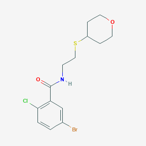 molecular formula C14H17BrClNO2S B2592425 5-bromo-2-chloro-N-(2-((tetrahydro-2H-pyran-4-yl)thio)ethyl)benzamide CAS No. 1904232-43-4