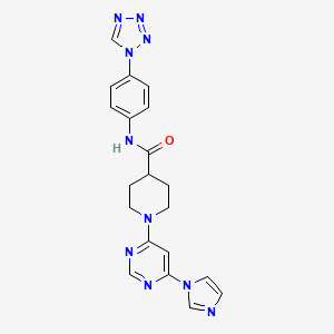 molecular formula C20H20N10O B2592427 1-(6-(1H-imidazol-1-yl)pyrimidin-4-yl)-N-(4-(1H-tetrazol-1-yl)phenyl)piperidine-4-carboxamide CAS No. 1351658-73-5