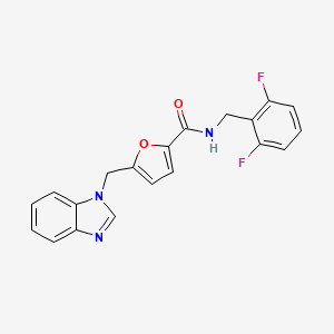molecular formula C20H15F2N3O2 B2592435 5-((1H-苯并[d]咪唑-1-基)甲基)-N-(2,6-二氟苄基)呋喃-2-甲酰胺 CAS No. 1171458-97-1