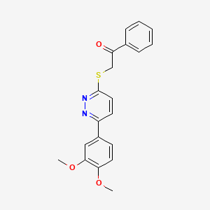 molecular formula C20H18N2O3S B2592441 2-[6-(3,4-二甲氧基苯基)哒嗪-3-基]硫代-1-苯基乙酮 CAS No. 872688-83-0