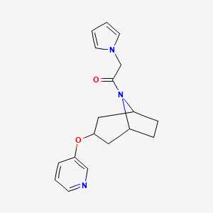 molecular formula C18H21N3O2 B2592448 1-((1R,5S)-3-(pyridin-3-yloxy)-8-azabicyclo[3.2.1]octan-8-yl)-2-(1H-pyrrol-1-yl)ethanone CAS No. 2108575-58-0