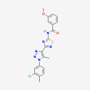 molecular formula C20H17ClN6O2S B2592449 N-{3-[1-(3-chloro-4-methylphenyl)-5-methyl-1H-1,2,3-triazol-4-yl]-1,2,4-thiadiazol-5-yl}-3-methoxybenzamide CAS No. 895118-20-4