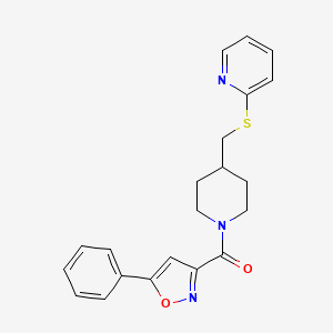 (5-Phenylisoxazol-3-yl)(4-((pyridin-2-ylthio)methyl)piperidin-1-yl)methanone