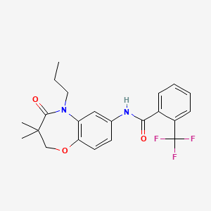 molecular formula C22H23F3N2O3 B2592502 N-(3,3-dimethyl-4-oxo-5-propyl-2,3,4,5-tetrahydrobenzo[b][1,4]oxazepin-7-yl)-2-(trifluoromethyl)benzamide CAS No. 921791-86-8