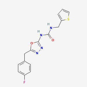 molecular formula C15H13FN4O2S B2592512 1-(5-(4-Fluorobenzyl)-1,3,4-oxadiazol-2-yl)-3-(thiophen-2-ylmethyl)urea CAS No. 1203246-23-4