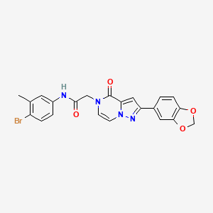 molecular formula C22H17BrN4O4 B2592535 2-[2-(1,3-benzodioxol-5-yl)-4-oxopyrazolo[1,5-a]pyrazin-5(4H)-yl]-N-(4-bromo-3-methylphenyl)acetamide CAS No. 1223864-08-1