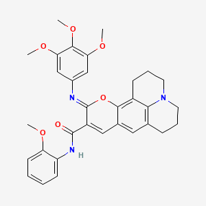 molecular formula C32H33N3O6 B2592546 (11Z)-N-(2-methoxyphenyl)-11-[(3,4,5-trimethoxyphenyl)imino]-2,3,6,7-tetrahydro-1H,5H,11H-pyrano[2,3-f]pyrido[3,2,1-ij]quinoline-10-carboxamide CAS No. 1321923-70-9