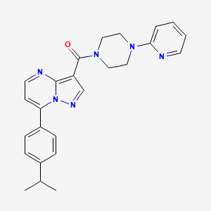 molecular formula C25H26N6O B2592569 (7-(4-Isopropylphenyl)pyrazolo[1,5-a]pyrimidin-3-yl)(4-(pyridin-2-yl)piperazin-1-yl)methanone CAS No. 1206991-41-4