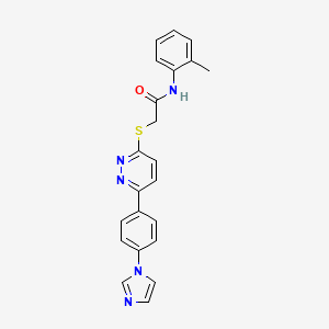 molecular formula C22H19N5OS B2592577 2-[6-(4-imidazol-1-ylphenyl)pyridazin-3-yl]sulfanyl-N-(2-methylphenyl)acetamide CAS No. 905668-11-3