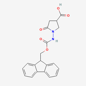 molecular formula C20H18N2O5 B2592579 1-(9H-Fluoren-9-ylmethoxycarbonylamino)-5-oxopyrrolidine-3-carboxylic acid CAS No. 2138058-31-6