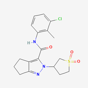 molecular formula C18H20ClN3O3S B2592593 N-(3-chloro-2-methylphenyl)-2-(1,1-dioxidotetrahydrothiophen-3-yl)-2,4,5,6-tetrahydrocyclopenta[c]pyrazole-3-carboxamide CAS No. 2319805-47-3