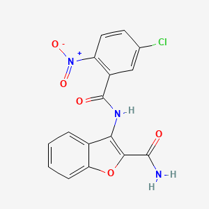 molecular formula C16H10ClN3O5 B2592607 3-(5-氯-2-硝基苯甲酰胺)苯并呋喃-2-甲酰胺 CAS No. 477294-57-8