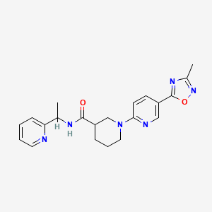 molecular formula C21H24N6O2 B2592608 1-[5-(3-methyl-1,2,4-oxadiazol-5-yl)pyridin-2-yl]-N-(1-pyridin-2-ylethyl)piperidine-3-carboxamide CAS No. 1396857-66-1