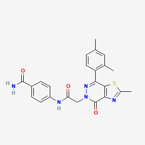 4-(2-(7-(2,4-dimethylphenyl)-2-methyl-4-oxothiazolo[4,5-d]pyridazin-5(4H)-yl)acetamido)benzamide