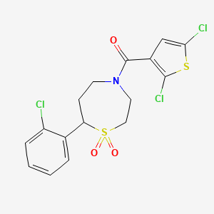 molecular formula C16H14Cl3NO3S2 B2592611 (7-(2-氯苯基)-1,1-二氧化-1,4-噻吩-4-基)(2,5-二氯噻吩-3-基)甲酮 CAS No. 2034531-38-7
