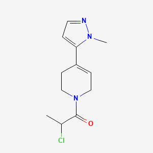 molecular formula C12H16ClN3O B2592613 2-Chloro-1-[4-(2-methylpyrazol-3-yl)-3,6-dihydro-2H-pyridin-1-yl]propan-1-one CAS No. 2411256-03-4
