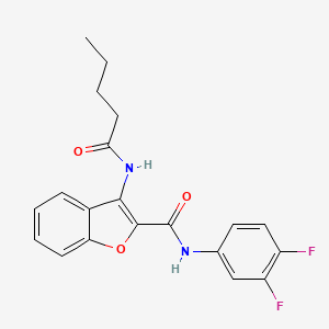 molecular formula C20H18F2N2O3 B2592615 N-(3,4-二氟苯基)-3-戊酰胺基苯并呋喃-2-甲酰胺 CAS No. 888443-17-2