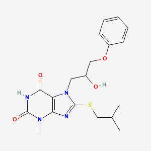 molecular formula C19H24N4O4S B2592632 7-(2-羟基-3-苯氧基丙基)-8-(异丁基硫代)-3-甲基-1H-嘌呤-2,6(3H,7H)-二酮 CAS No. 331675-50-4