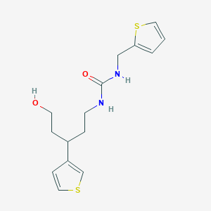 molecular formula C15H20N2O2S2 B2592633 3-[5-Hydroxy-3-(thiophen-3-yl)pentyl]-1-[(thiophen-2-yl)methyl]urea CAS No. 2097856-98-7