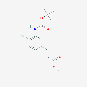 molecular formula C16H22ClNO4 B2592637 3-(3-((tert-ブトキシカルボニル)アミノ)-4-クロロフェニル)プロパン酸エチル CAS No. 1258595-00-4