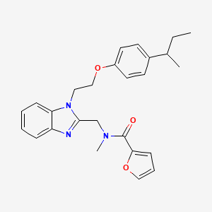 molecular formula C26H29N3O3 B2592639 2-furyl-N-methyl-N-[(1-{2-[4-(methylpropyl)phenoxy]ethyl}benzimidazol-2-yl)met hyl]carboxamide CAS No. 919977-81-4