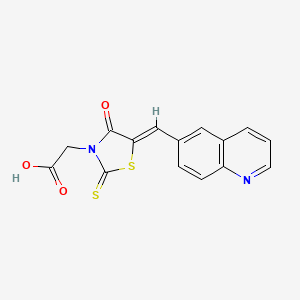 molecular formula C15H10N2O3S2 B2592642 (Z)-2-(4-oxo-5-(quinolin-6-ylmethylene)-2-thioxothiazolidin-3-yl)acetic acid CAS No. 902024-92-4
