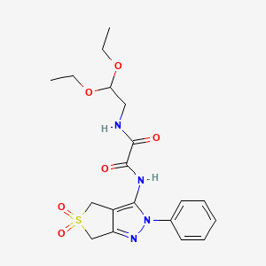 molecular formula C19H24N4O6S B2592647 N1-(2,2-diethoxyethyl)-N2-(5,5-dioxido-2-phenyl-4,6-dihydro-2H-thieno[3,4-c]pyrazol-3-yl)oxalamide CAS No. 899961-36-5