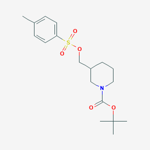 molecular formula C18H27NO5S B2592649 3-(Toluene-4-sulfonyloxymethyl)-piperidine-1-carboxylic acid tert-butyl ester CAS No. 191092-05-4