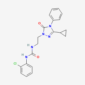 molecular formula C20H20ClN5O2 B2592651 1-(2-chlorophenyl)-3-(2-(3-cyclopropyl-5-oxo-4-phenyl-4,5-dihydro-1H-1,2,4-triazol-1-yl)ethyl)urea CAS No. 1396766-51-0