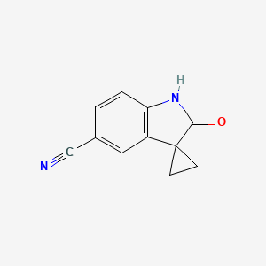 molecular formula C11H8N2O B2592653 2'-Oxo-1',2'-dihidrospiro[ciclopropano-1,3'-indol]-5'-carbonitrilo CAS No. 2093433-63-5