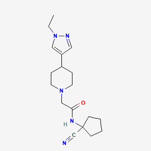 molecular formula C18H27N5O B2592667 N-(1-cyanocyclopentyl)-2-[4-(1-ethyl-1H-pyrazol-4-yl)piperidin-1-yl]acetamide CAS No. 1798702-86-9