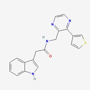 molecular formula C19H16N4OS B2592672 2-(1H-indol-3-yl)-N-((3-(thiophen-3-yl)pyrazin-2-yl)methyl)acetamide CAS No. 2034425-37-9