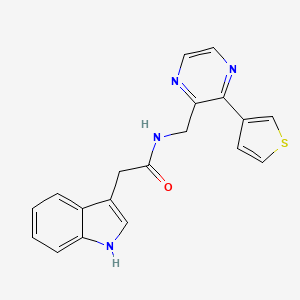 molecular formula C19H16N4OS B2592672 2-(1H-吲哚-3-基)-N-((3-(噻吩-3-基)吡嗪-2-基)甲基)乙酰胺 CAS No. 2034425-37-9